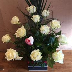 Dozen white roses