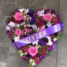 Pink and purple Mixed flower heart