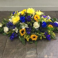 Leeds yellow and blue casket spray