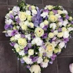 Lilac and white mixed flower heart