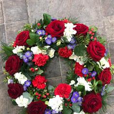 Red white and blue wreath