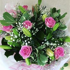 Pink rose and lily