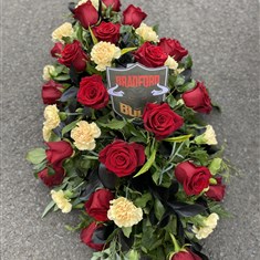 Bradford bulls casket rose and carnation spray 